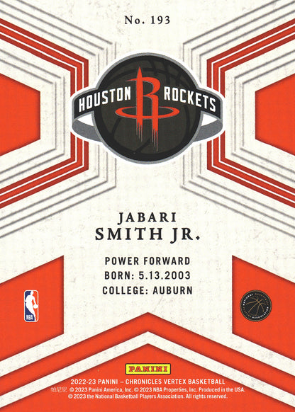 2022 Panini Chronicles Vertex Jabari Smith RC #193 Rockets