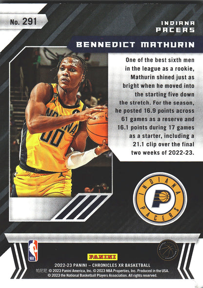 2022 Panini Chronicles XR Bennedict Mathurin RC #291 Pacers