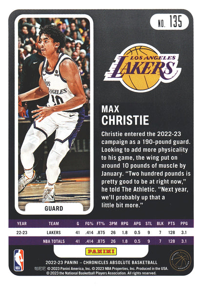 2022 Panini Chronicles Absolute Max Christie RC #135 Lakers