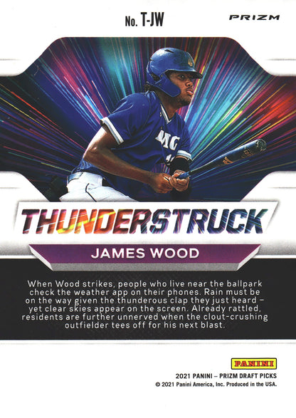 2021 Panini Prizm Draft Picks Thunderstruck Silver James Wood #T-JW IMG Academy