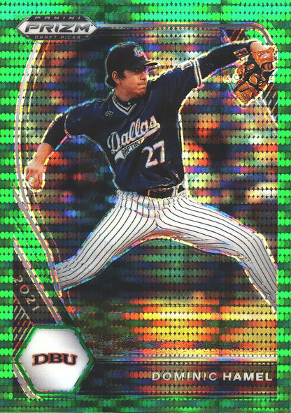 2021 Panini Prizm Draft Picks Green Pulsar Dominic Hamel #PDP81 Dallas Baptist Patriots