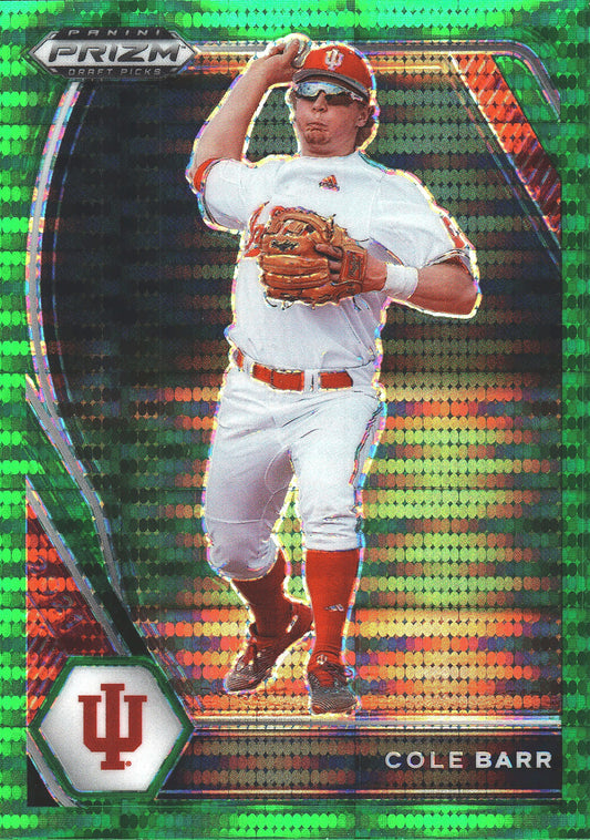 2021 Panini Prizm Draft Picks Green Pulsar Cole Barr #PDP218 Indiana Hoosiers