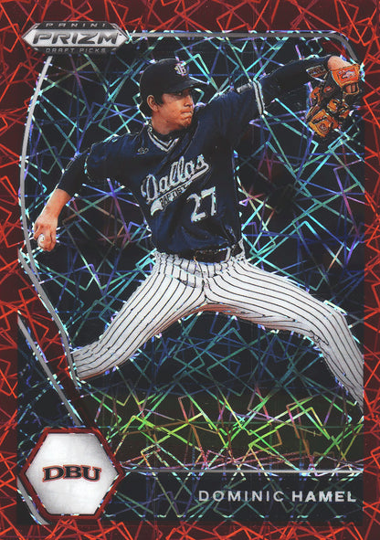 2021 Panini Prizm Draft Picks Red Velocity Dominic Hamel #PDP81 Dallas Baptist Patriots