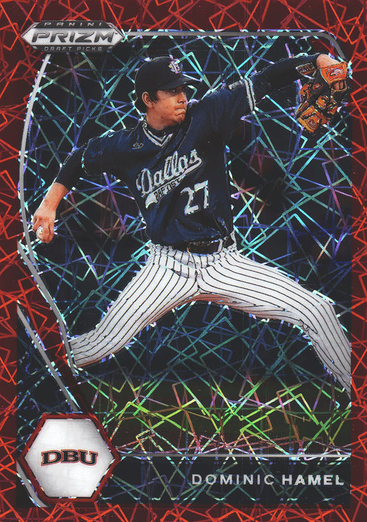 2021 Panini Prizm Draft Picks Red Velocity Dominic Hamel #PDP81 Dallas Baptist Patriots