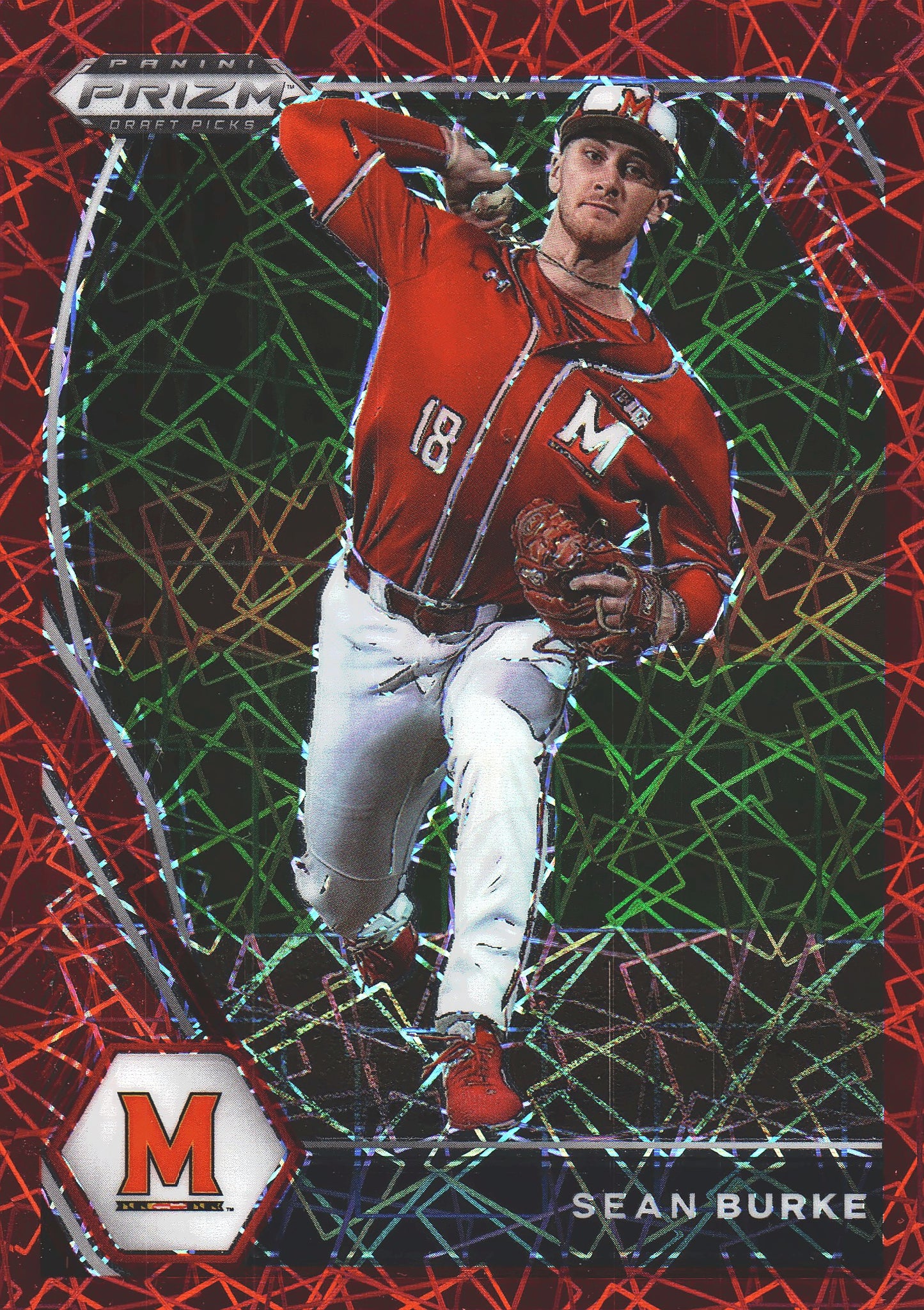 2021 Panini Prizm Draft Picks Red Velocity Sean Burke #PDP94 Maryland Terrapins