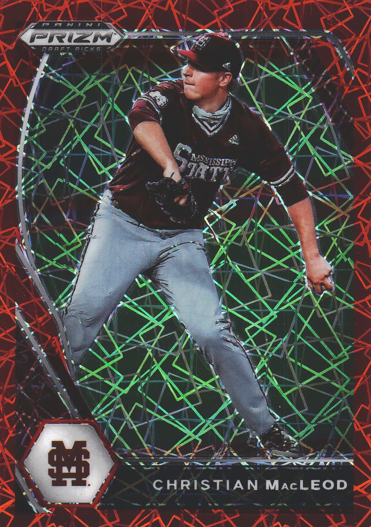 2021 Panini Prizm Draft Picks Red Velocity Christian MacLeod #PDP159 Mississippi State Bulldogs