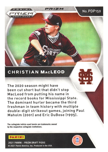 2021 Panini Prizm Draft Picks Red Velocity Christian MacLeod #PDP159 Mississippi State Bulldogs