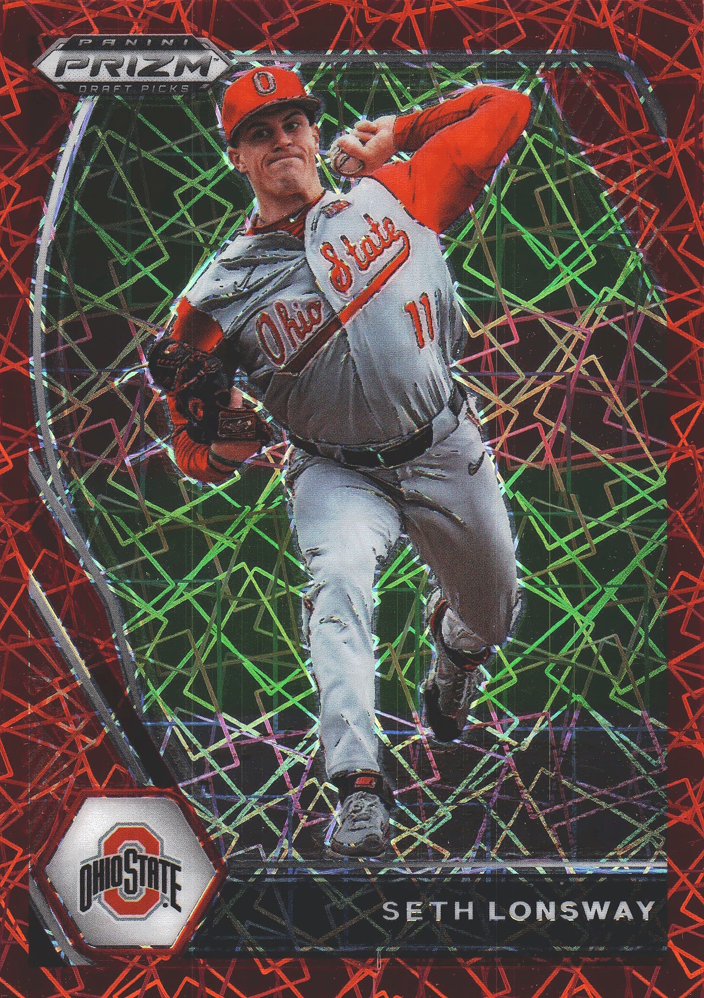 2021 Panini Prizm Draft Picks Red Velocity Seth Lonsway #PDP176 Ohio State Buckeyes