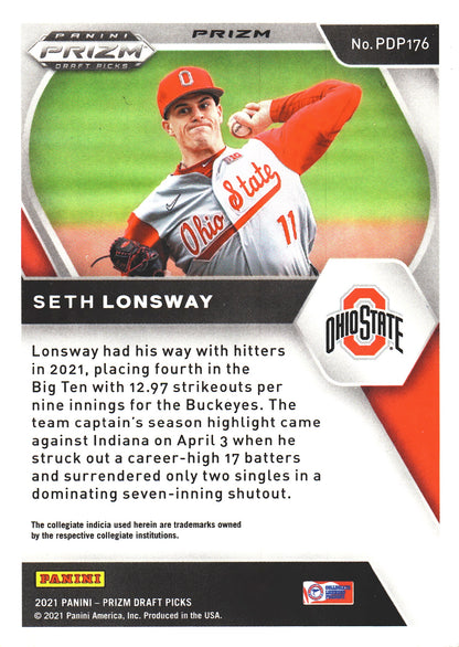 2021 Panini Prizm Draft Picks Red Velocity Seth Lonsway #PDP176 Ohio State Buckeyes