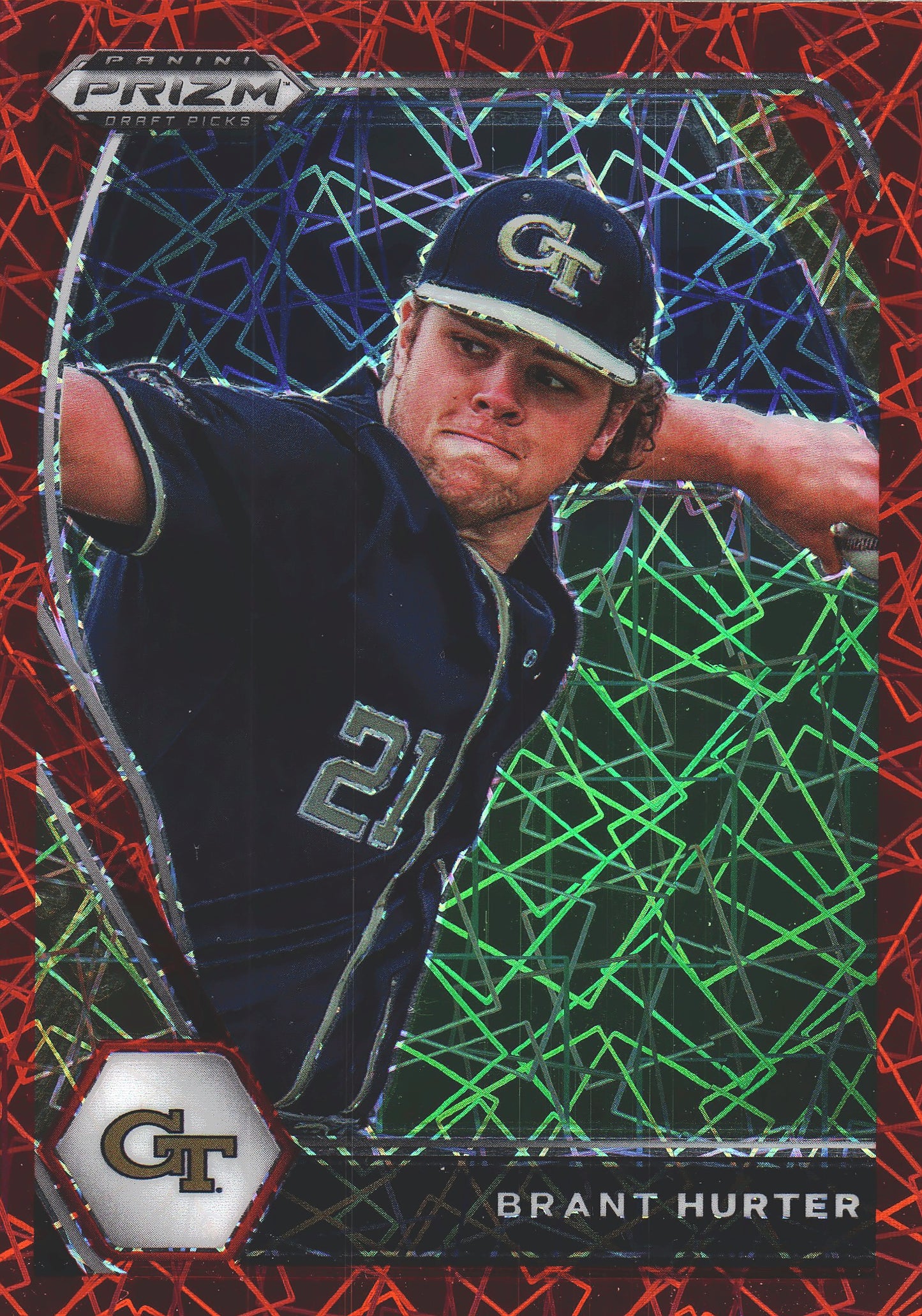 2021 Panini Prizm Draft Picks Red Velocity Brant Hurter #PDP193 Georgia Tech Yellow Jackets