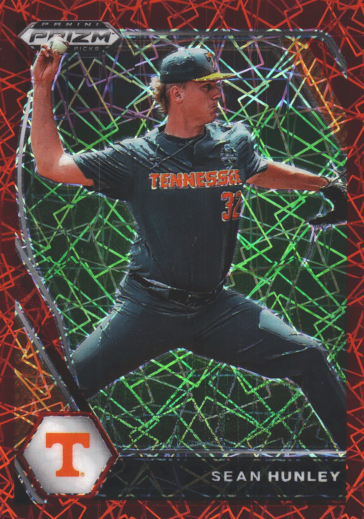 2021 Panini Prizm Draft Picks Red Velocity Sean Hunley #PDP206 Tennessee Volunteers