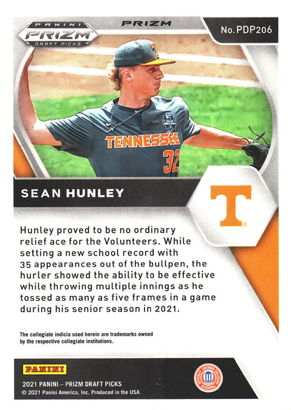 2021 Panini Prizm Draft Picks Red Velocity Sean Hunley #PDP206 Tennessee Volunteers