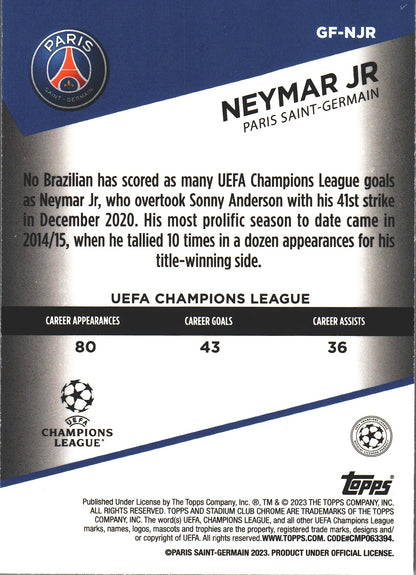 2022 Topps Stadium Chrome UCC Goal Force Neymar Jr #GF-NJR Paris SG