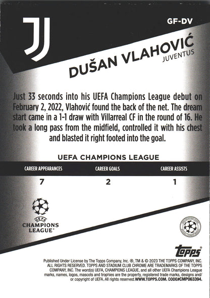 2022 Topps Stadium Chrome UCC Goal Force Dusan Vlahovic #GF-DV Juventus