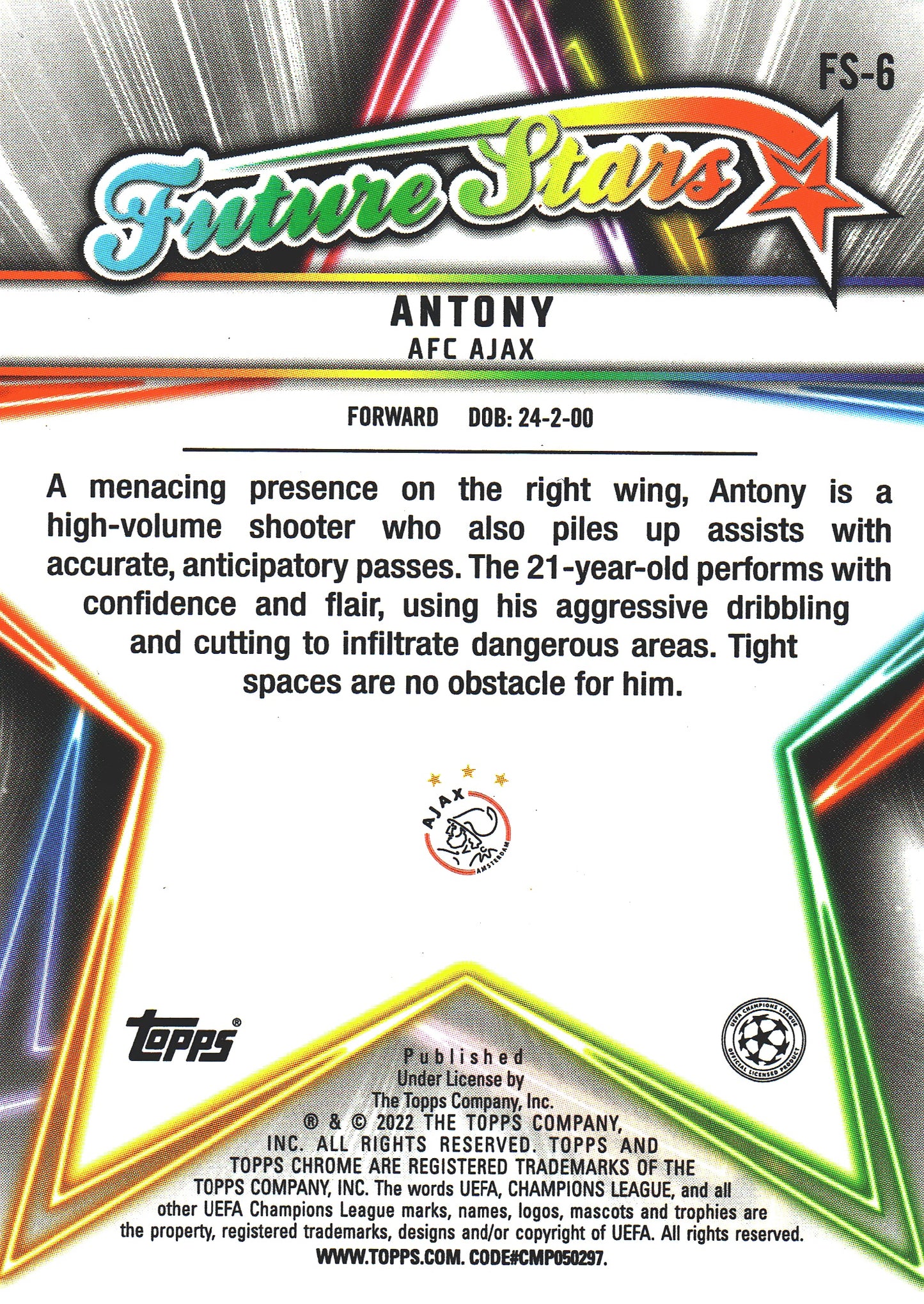 2021 Topps Chrome UCC Future Stars Antony #FS-6 Ajax