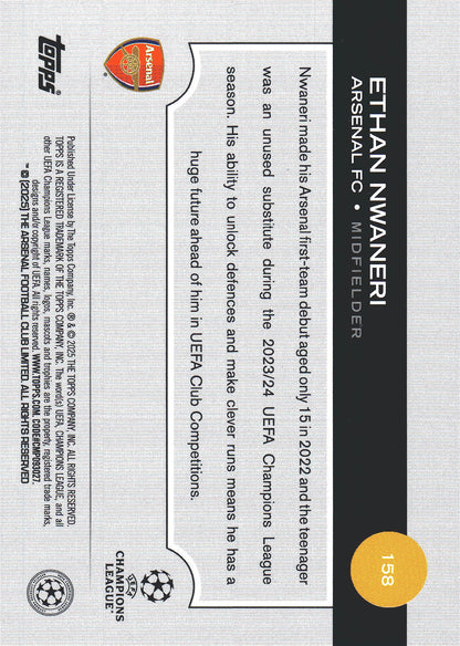 2024 Topps UCC Ethan Nwaneri RC #158 Arsenal