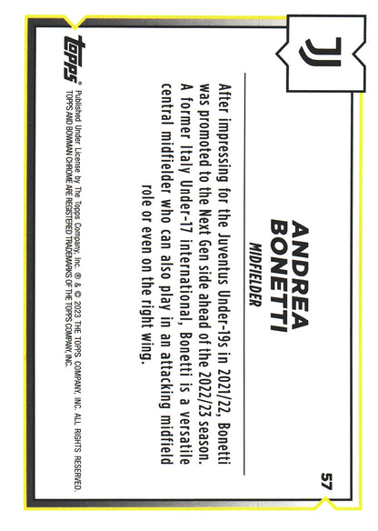2022 Topps Chrome Juventus Andrea Bonetti 1st Bowman #57 Juventus