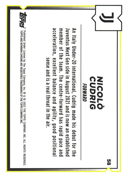 2022 Topps Chrome Juventus Nicolo Cudrig 1st Bowman #58 Juventus