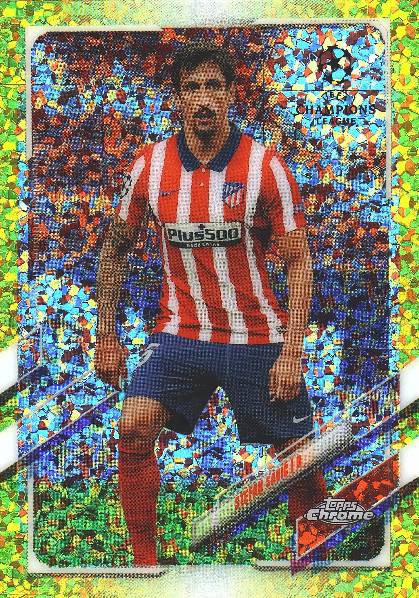2020 Topps Chrome UCC Yellow Sparkle /299 Stefan Savic #3 Atletico de Madrid