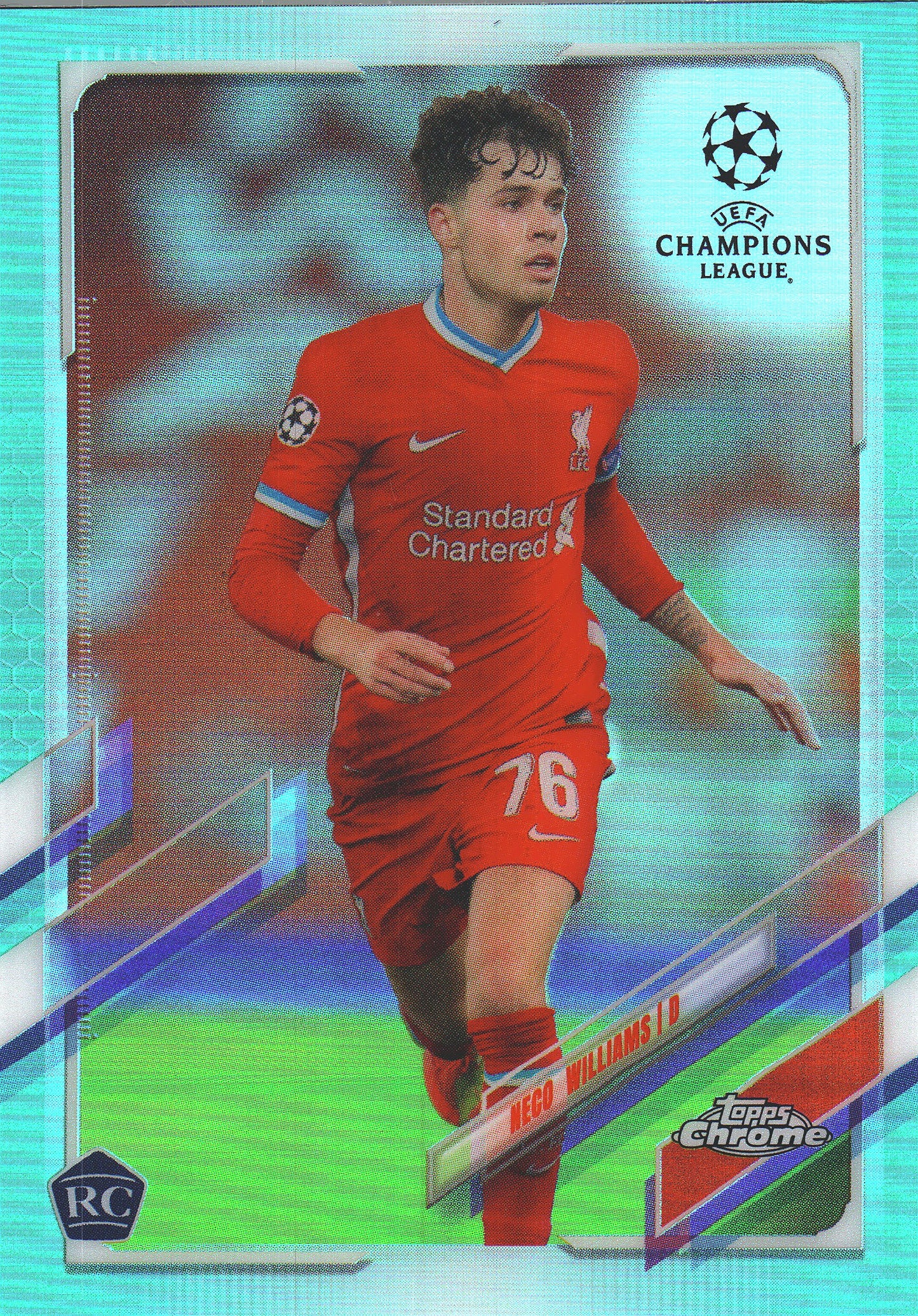 2020 Topps Chrome UCC Aqua /199 Neco Williams RC #94 Liverpool