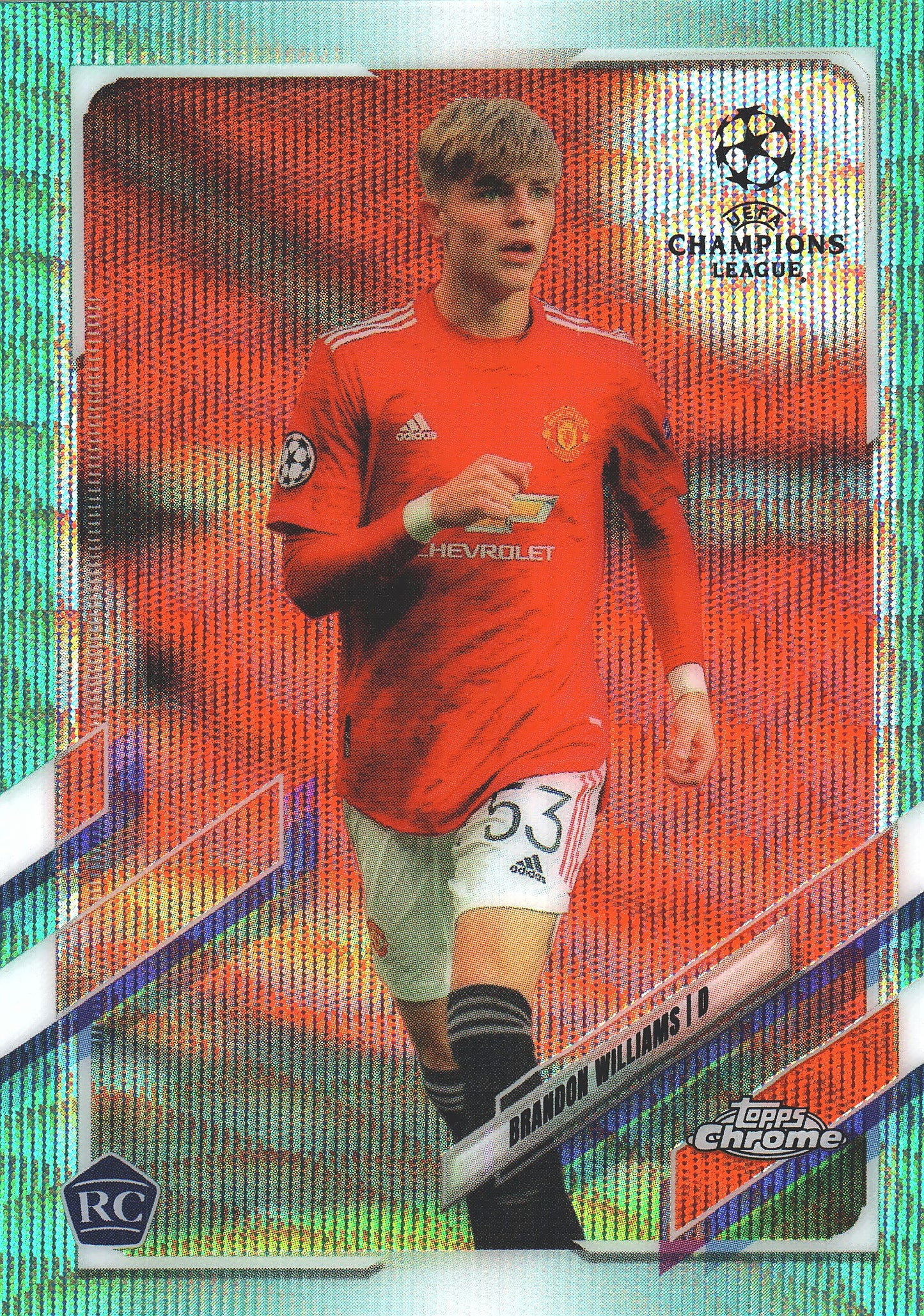 2020 Topps Chrome UCC Aqua Wave /199 Brandon Williams #64 Manchester United