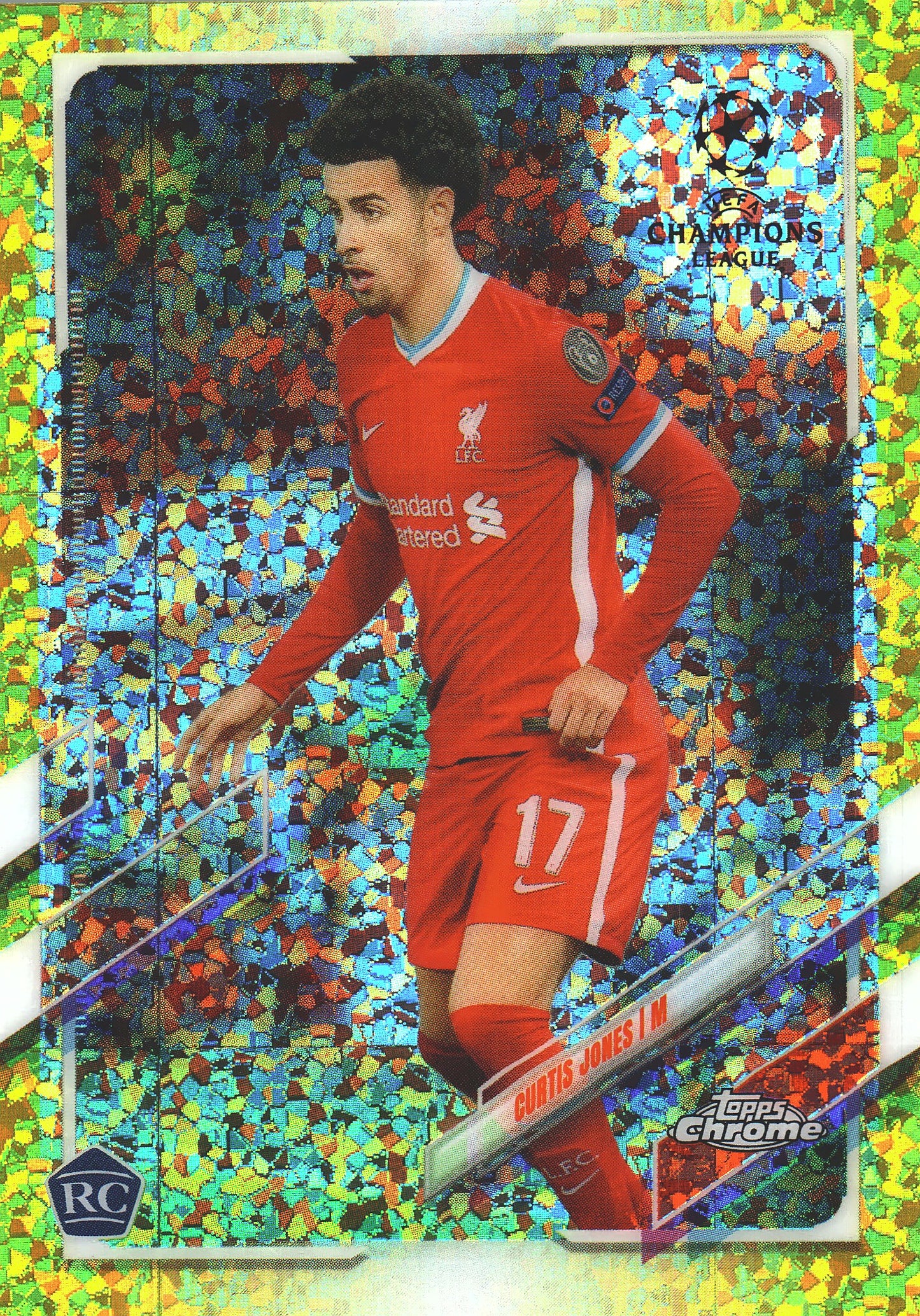 2020 Topps Chrome UCC Yellow Sparkle /299 Curtis Jones RC #6 Liverpool
