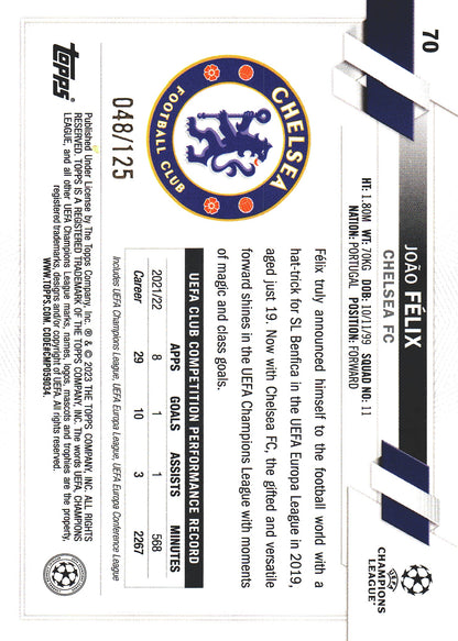 2022 Topps UCC Blue Inferno /125 Joao Felix #70 Chelsea