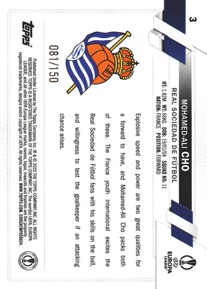 2022 Topps UCC Black And White Icy /150 Mohamed Ali Cho #3 Real Sociedad