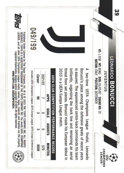 2022 Topps UCC Neon Green /199 Leonardo Bonucci #39 Juventus