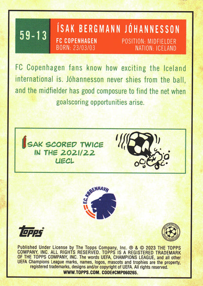 2022 Topps Chrome UCC 1959 Isak Bergmann Johannesson #59-13 FC Copenhagen