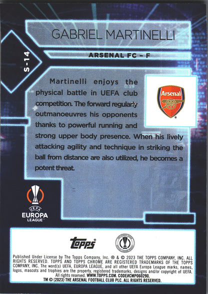 2022 Topps Chrome UCC Specimen Gabriel Martinelli #S-14 Arsenal