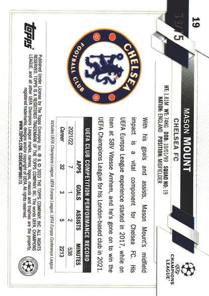2022 Topps Chrome UCC Blue And Gold Seismic /75 Mason Mount #19 Chelsea