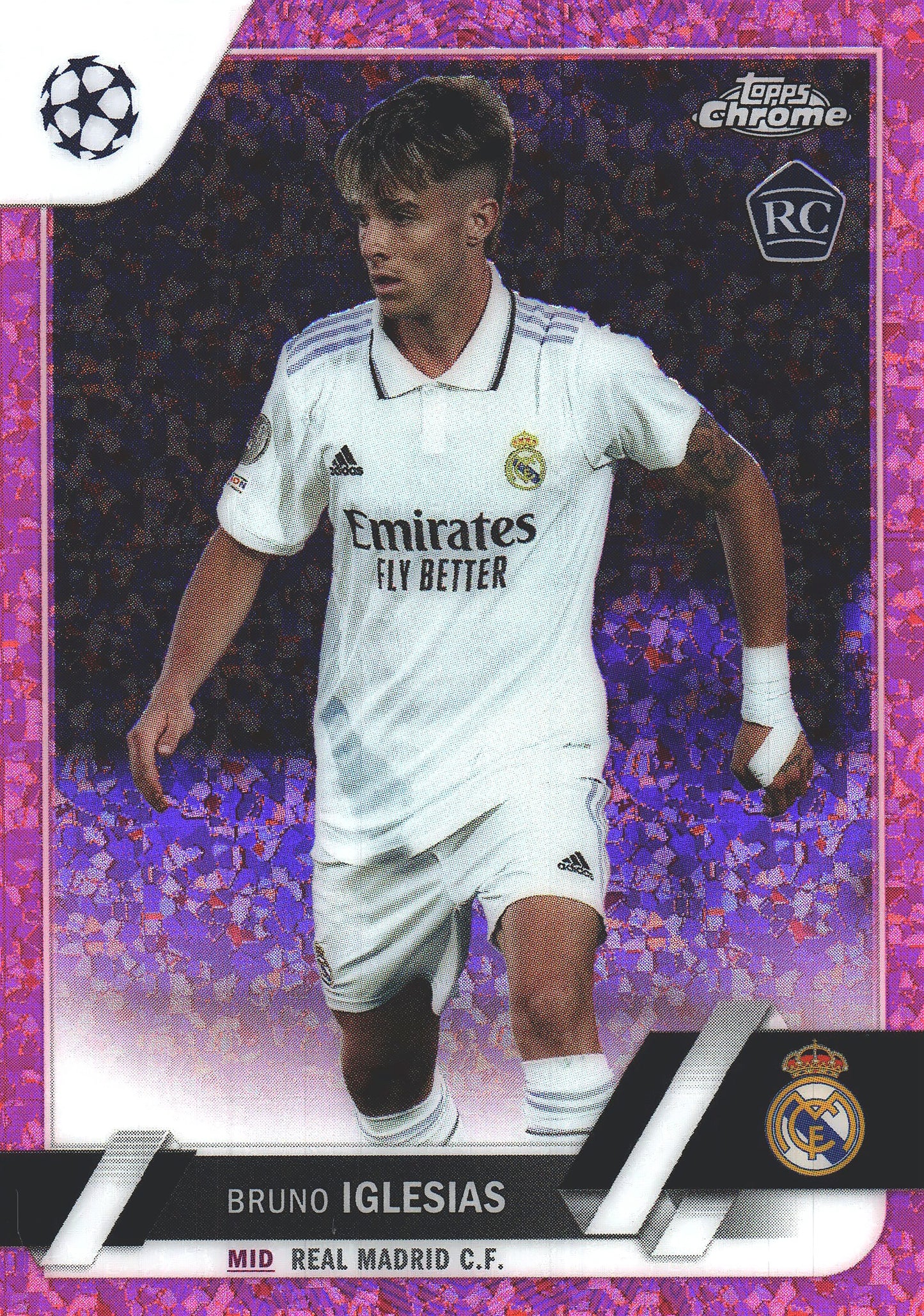 2022 Topps Chrome UCC Pink Sparkle /175 Bruno Iglesias RC #114 Real Madrid