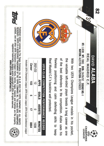 2022 Topps Chrome UCC Green Shimmer /399 David Alaba #83 Real Madrid