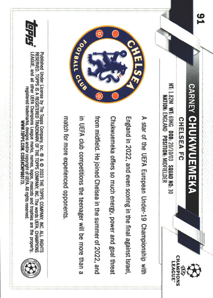2022 Topps Chrome UCC Gold Lava SP Carney Chukwuemeka #91 Chelsea