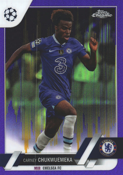 2022 Topps Chrome UCC Purple And Gold Seismic SP Carney Chukwuemeka #91 Chelsea