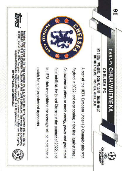 2022 Topps Chrome UCC Purple And Gold Seismic SP Carney Chukwuemeka #91 Chelsea