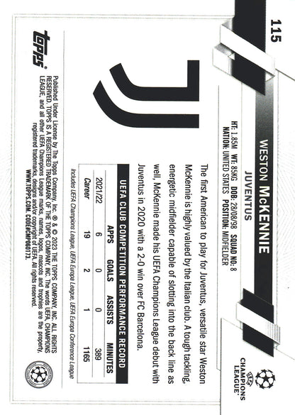 2022 Topps Chrome UCC Purple And Gold Seismic SP Weston McKennie #115 Juventus