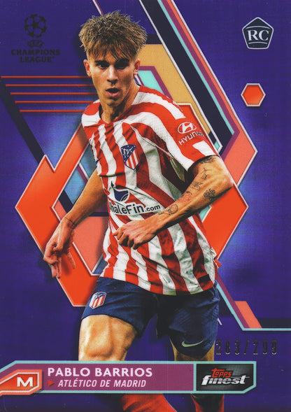 2022 Topps Finest UCC Purple /299 Pablo Barrios RC #86 Atletico de Madrid
