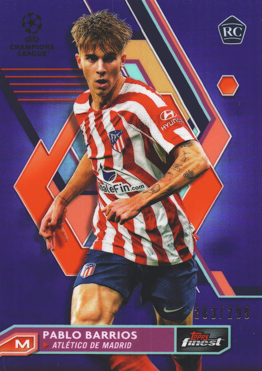 2022 Topps Finest UCC Purple /299 Pablo Barrios RC #86 Atletico de Madrid