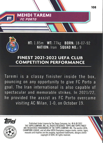 2022 Topps Finest UCC Blue /275 Mehdi Taremi #108 FC Porto