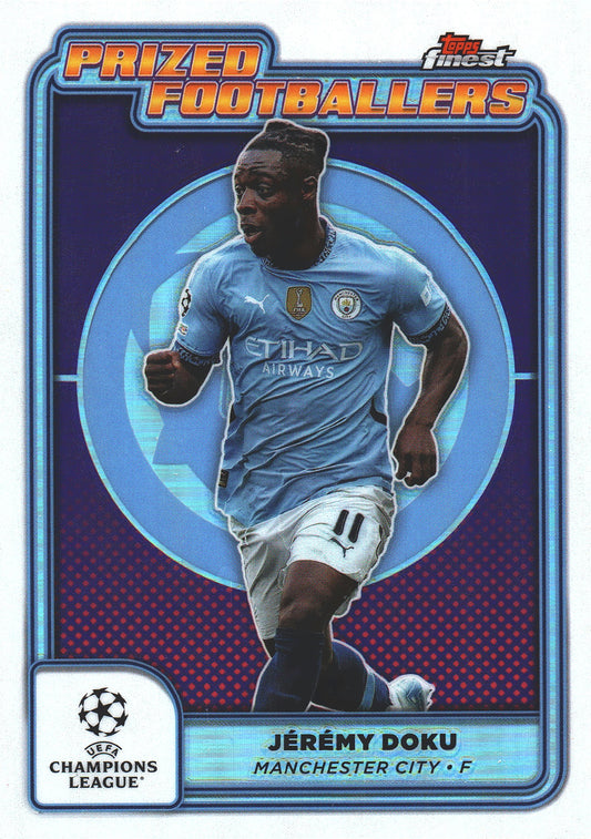 2024 Topps Finest UCC Prized Footballers Jeremy Doku #PF-2 Manchester City