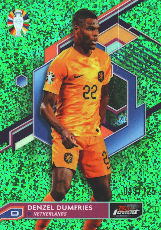 2023 Topps Finest Euro 2024 Green Speckle /125 Denzel Dumfries #48 Netherlands