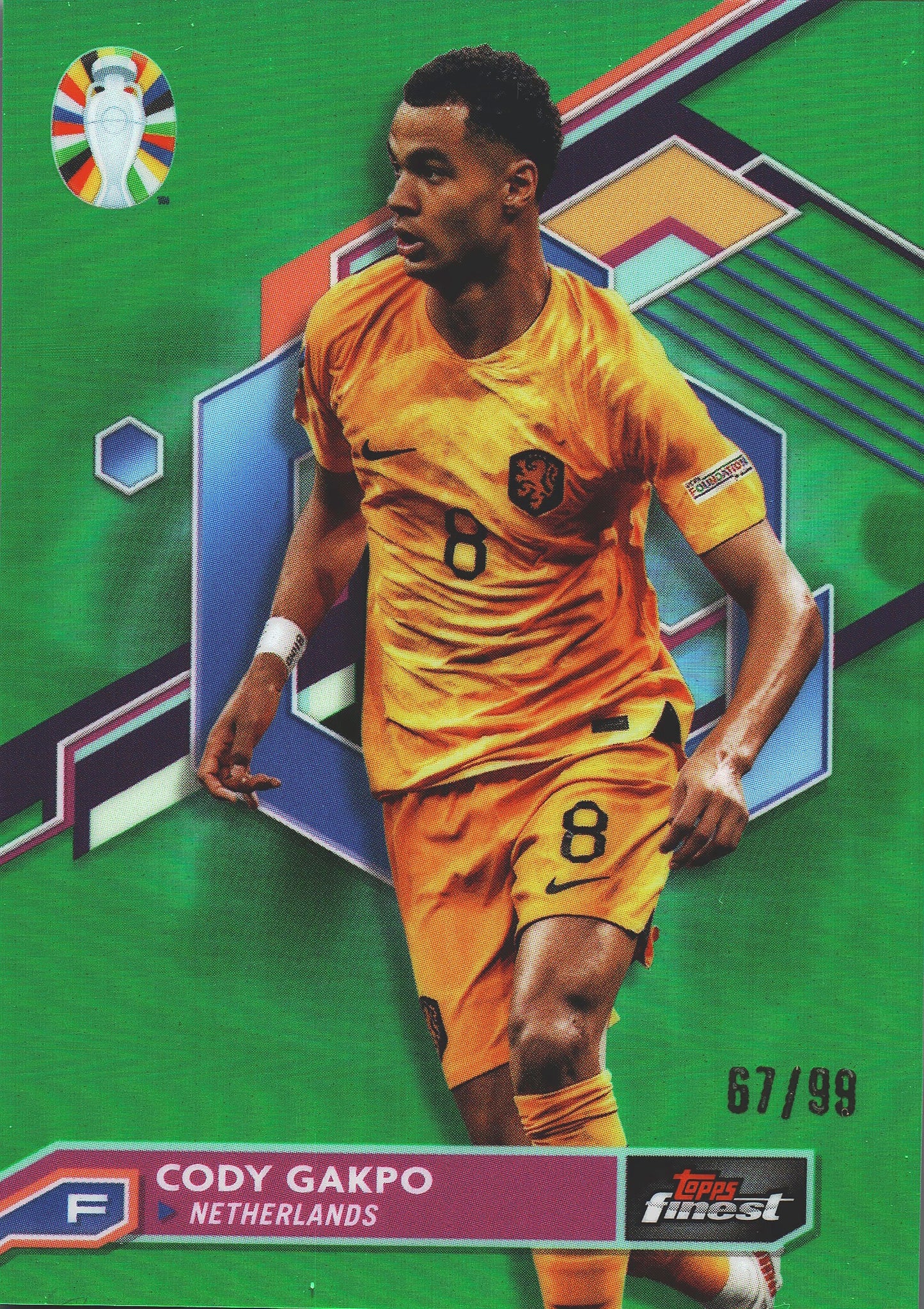 2023 Topps Finest Euro 2024 Green /99 Cody Gakpo #49 Netherlands