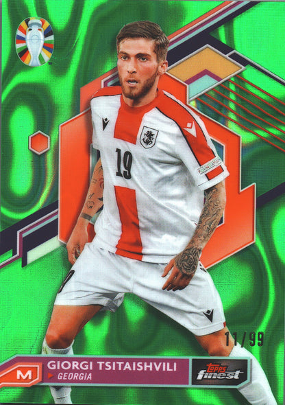2023 Topps Finest Euro 2024 Green Lava /99 Giorgi Tsitaishvili #22 Georgia