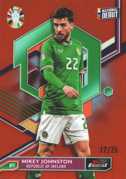 2023 Topps Finest Euro 2024 Orange /25 Mikey Johnston National Debut #100 Ireland