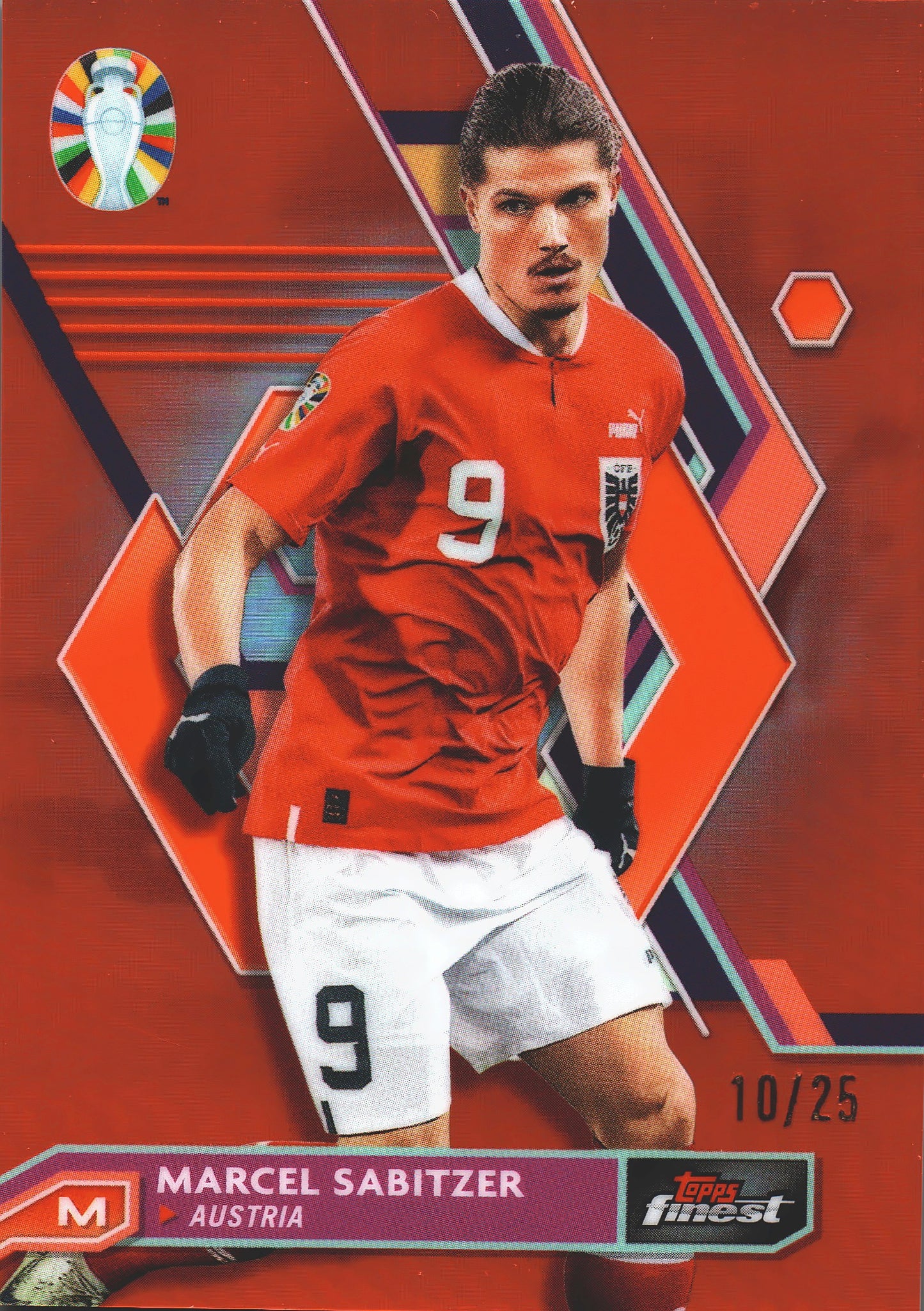 2023 Topps Finest Euro 2024 Orange /25 Marcel Sabitzer #4 Austria