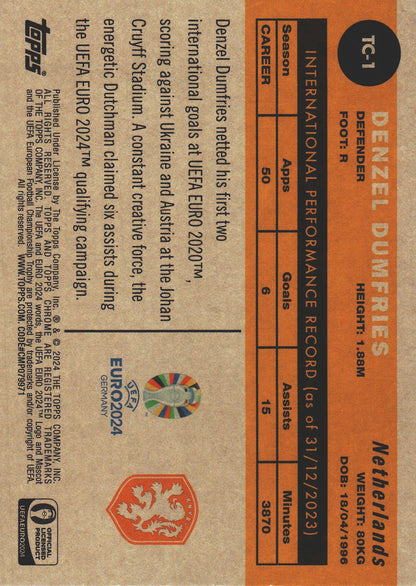 2024 Topps Chrome Euro 2024 1960 Denzel Dumfries #TC-1 Netherlands