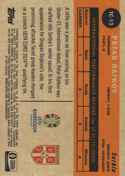 2024 Topps Chrome Euro 2024 1960 Petar Ratkov #TC-13 Serbia