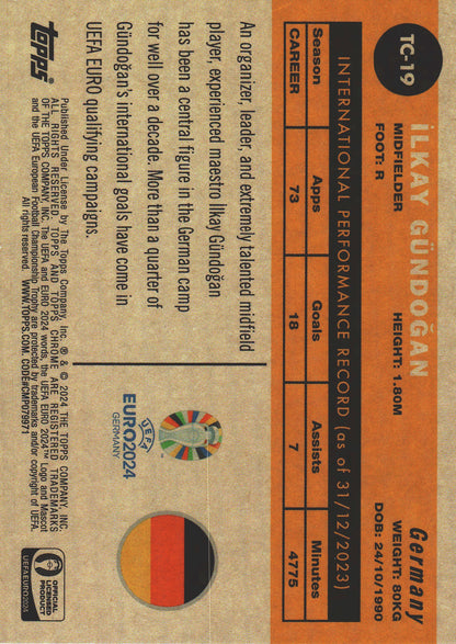 2024 Topps Chrome Euro 2024 1960 İlkay Gündoğan #TC-19 Germany
